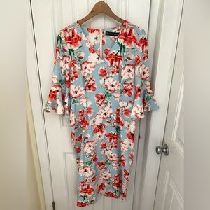 NWOT Blue Floral 3/4 Sleeve Dress | Alton Gray Size 10